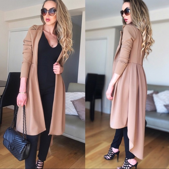 Amirah Jackets & Blazers - Dark Tan Longline Coat - LAST ONE